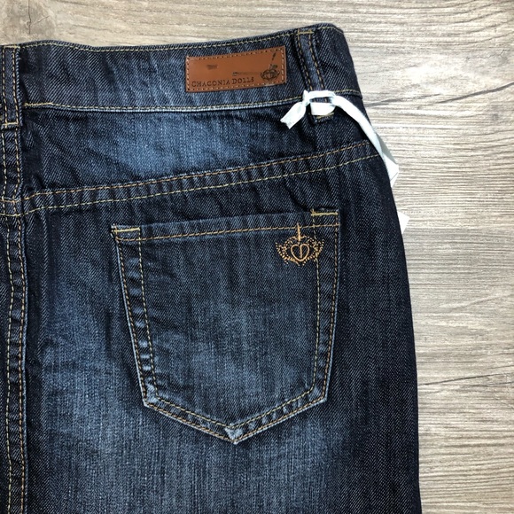 NEW Chaconia Dolls Denim Micro Mini Skirt Womens XL Dark Wash Cotton Preppy - Picture 4 of 10